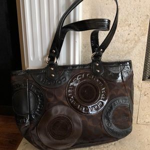Brown Authentic Coach Signature Handbag